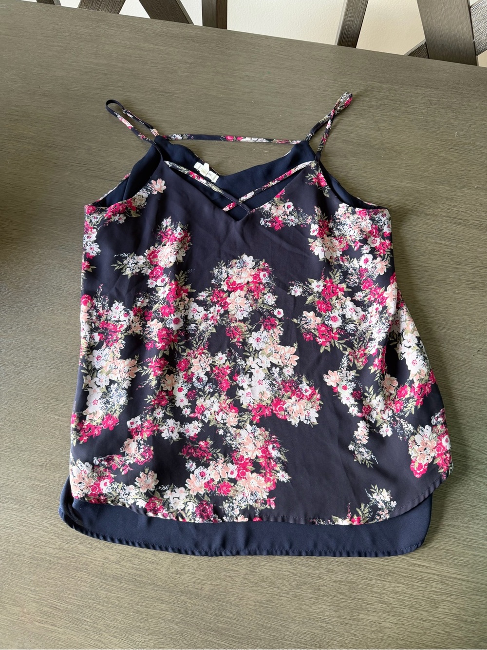 Maurices Navy Floral Spaghetti Strap Cami